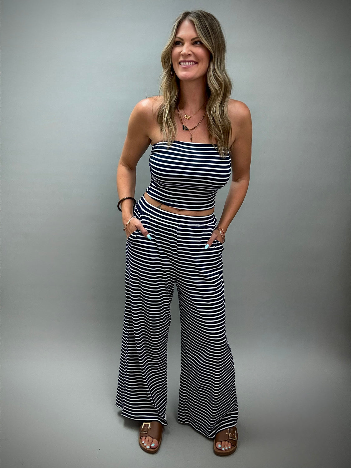 Jersey Girl Navy Stripe Set