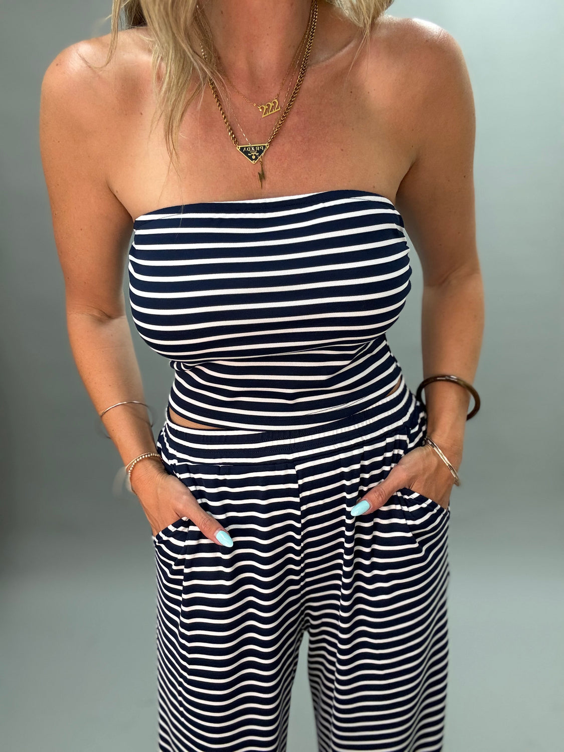 Jersey Girl Navy Stripe Set