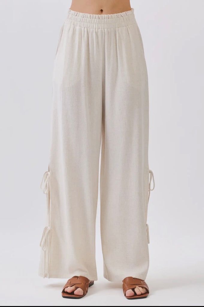 Oatmeal Linen Wide Leg Pant