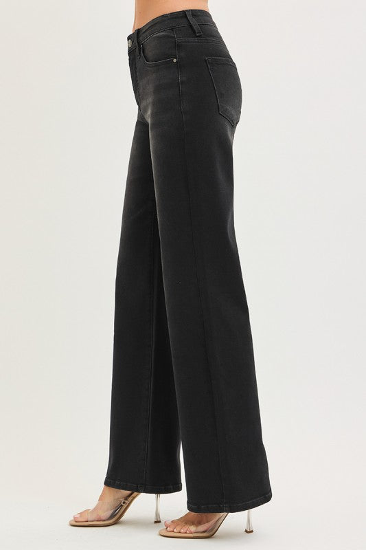 Ryder Black Wide Leg Risen Jeans