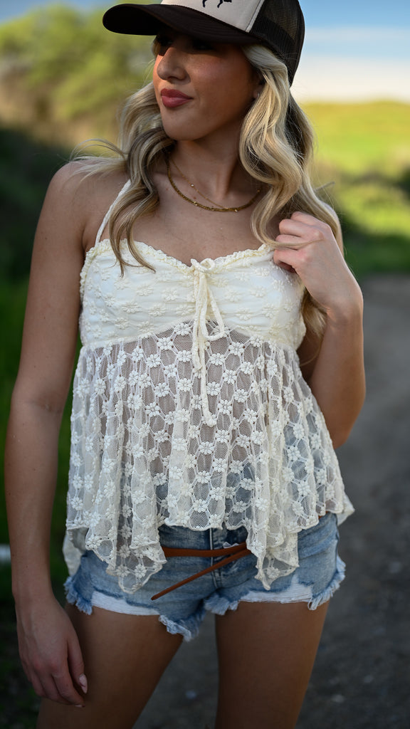 Layered Lace Halter Top