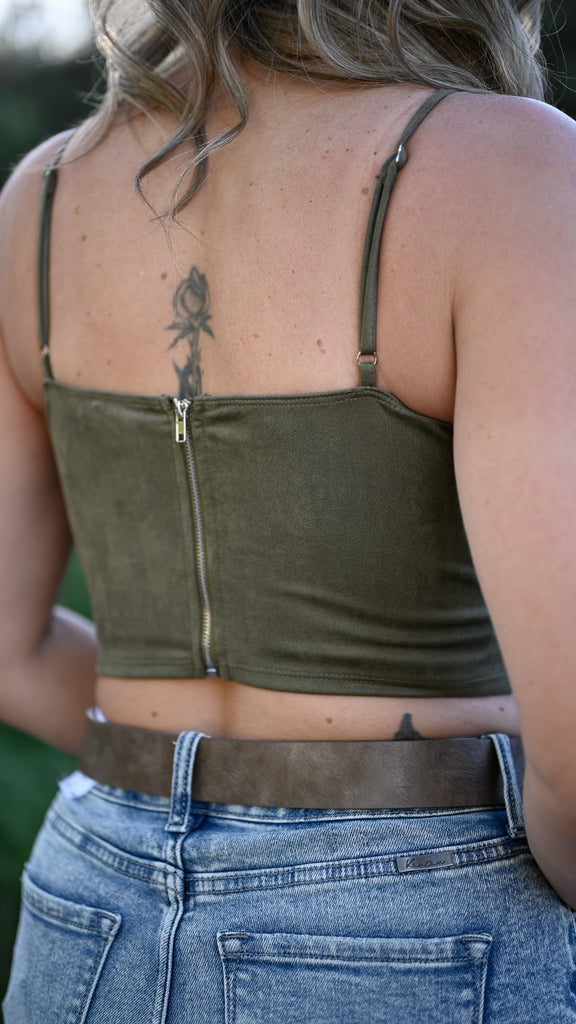 Olive Lace Up Corset Top