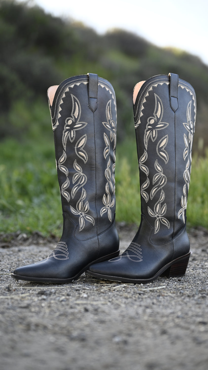 Nora Black & Cream Stitch Boots