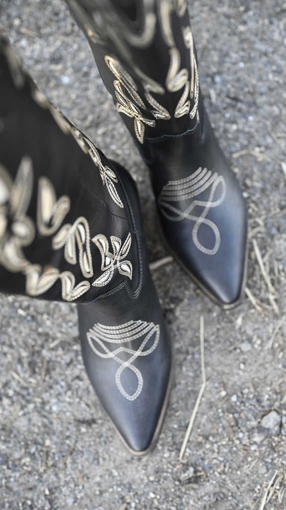 Nora Black & Cream Stitch Boots