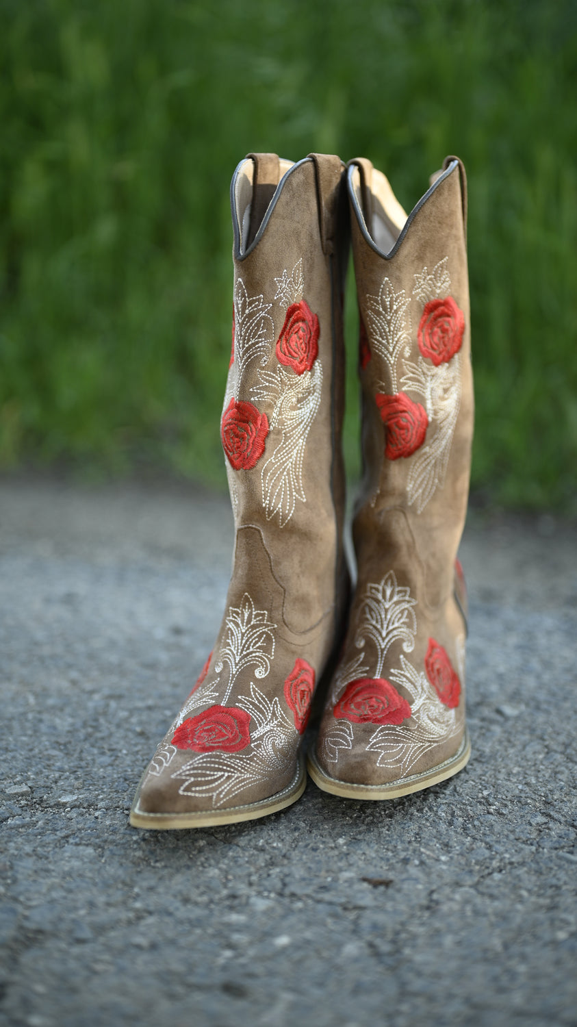Tan Rose Embroidered Boot