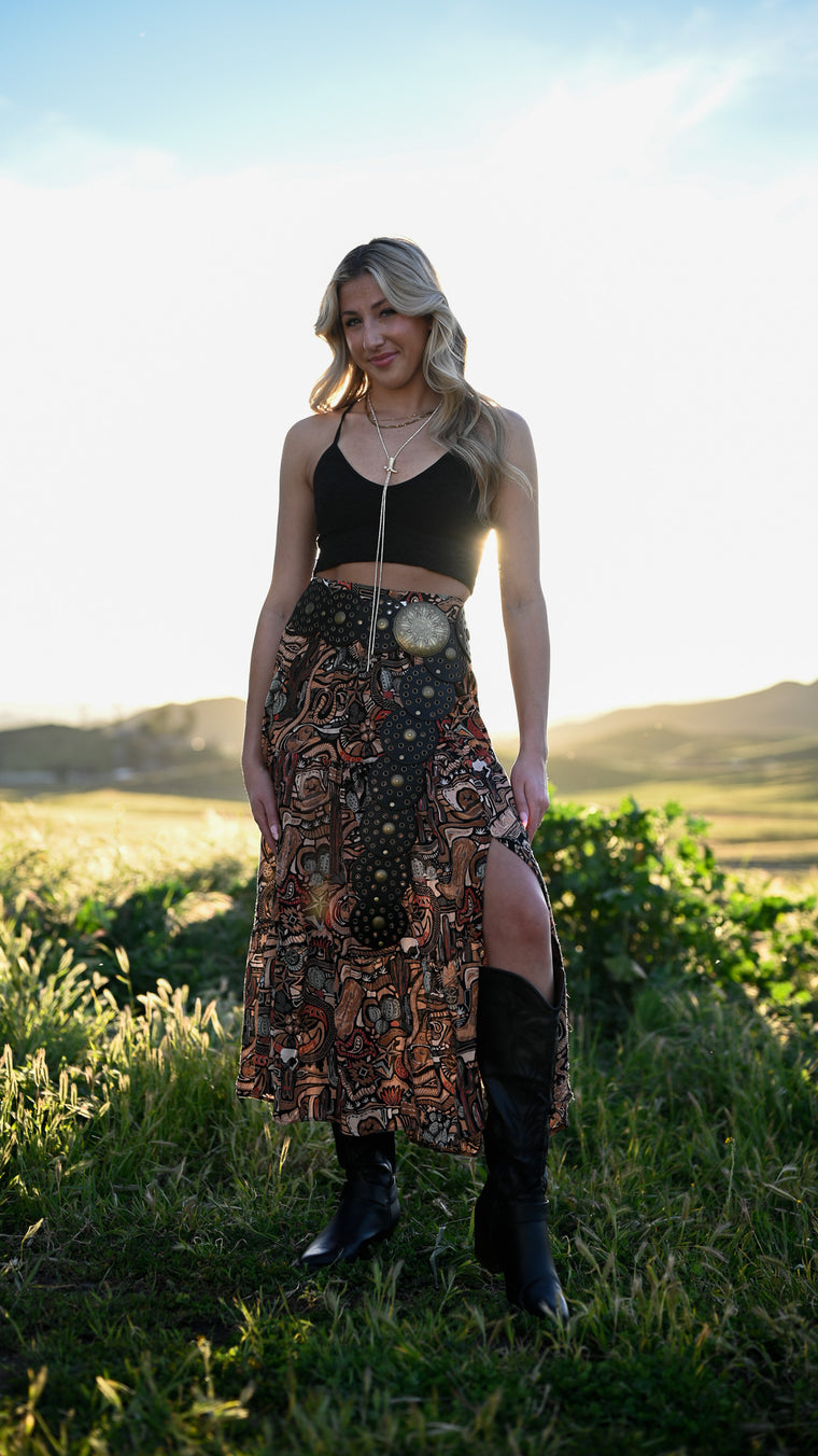 Santa Fe Western Print Skirt