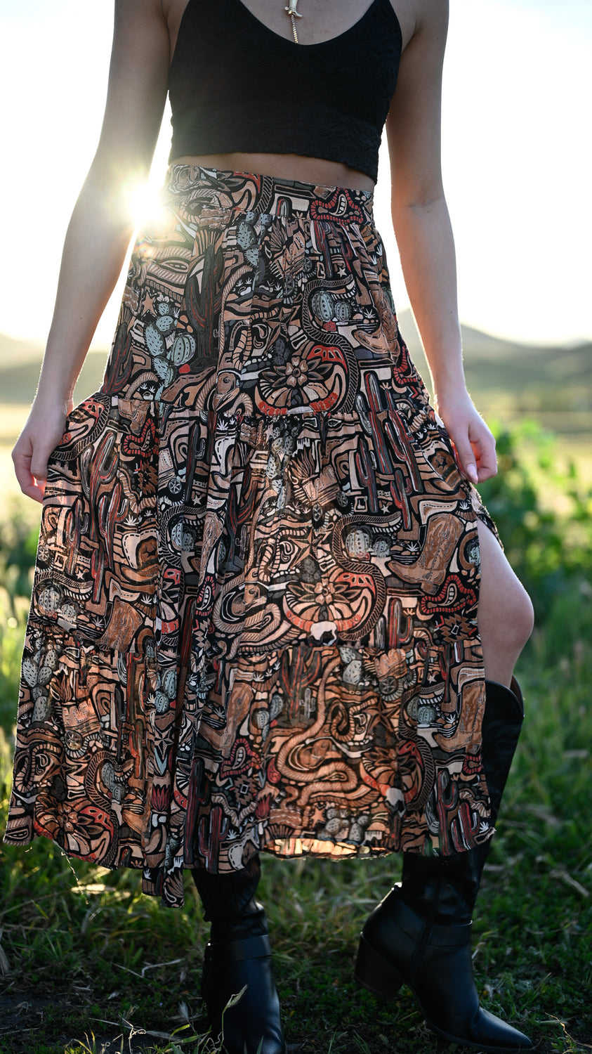 Santa Fe Western Print Skirt