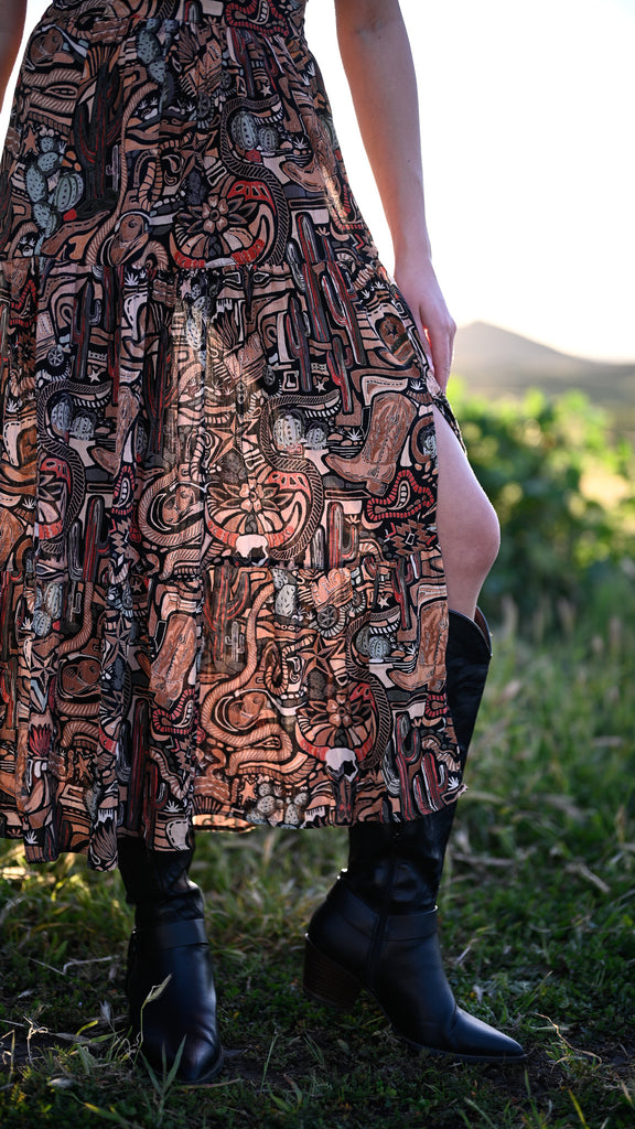 Santa Fe Western Print Skirt