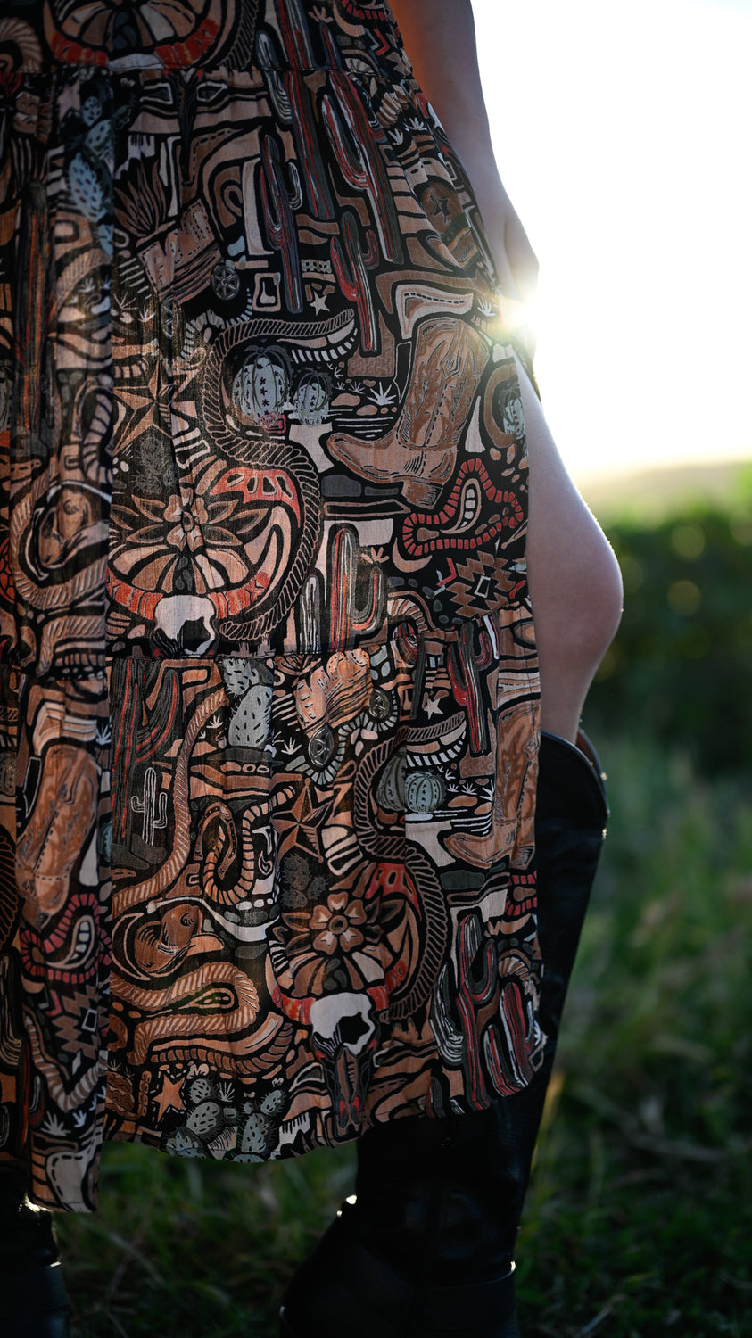 Santa Fe Western Print Skirt