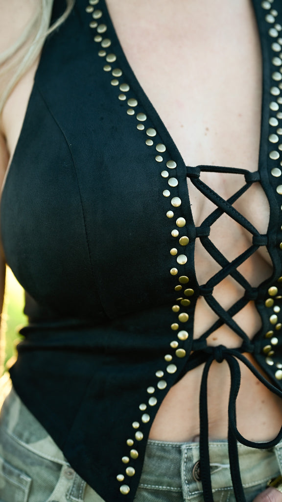 Bronze Studded Tie Up Top