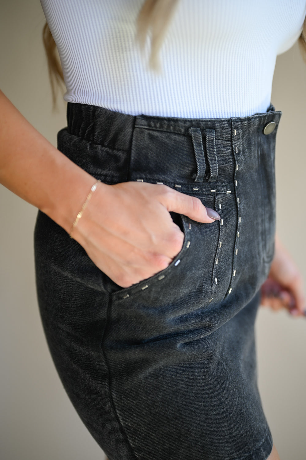 Black Washed Mini Skirt