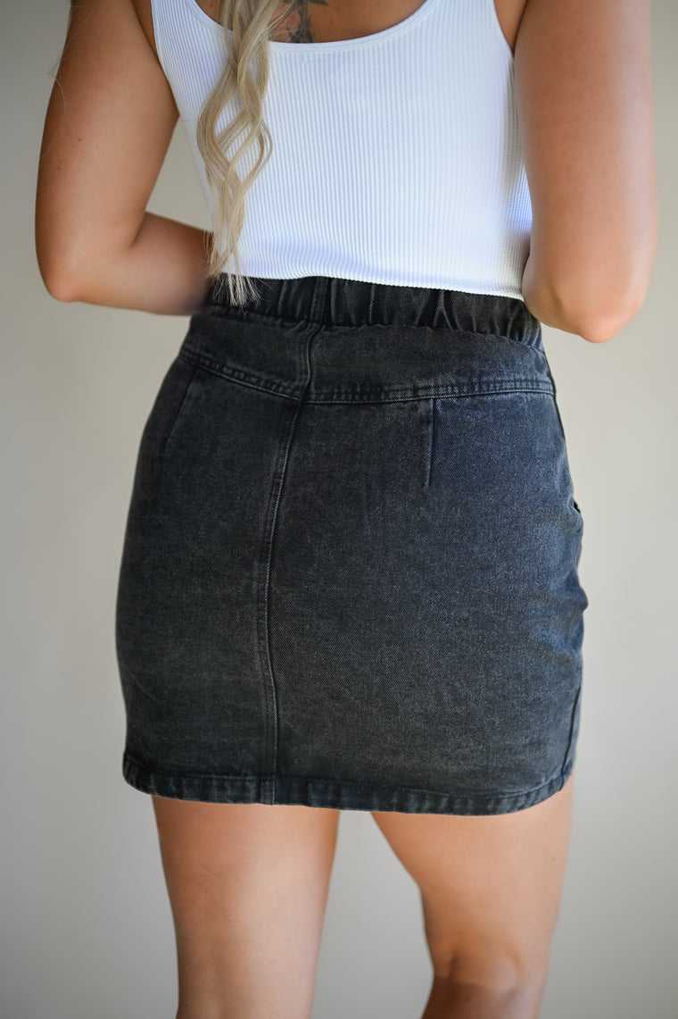 Black Washed Mini Skirt