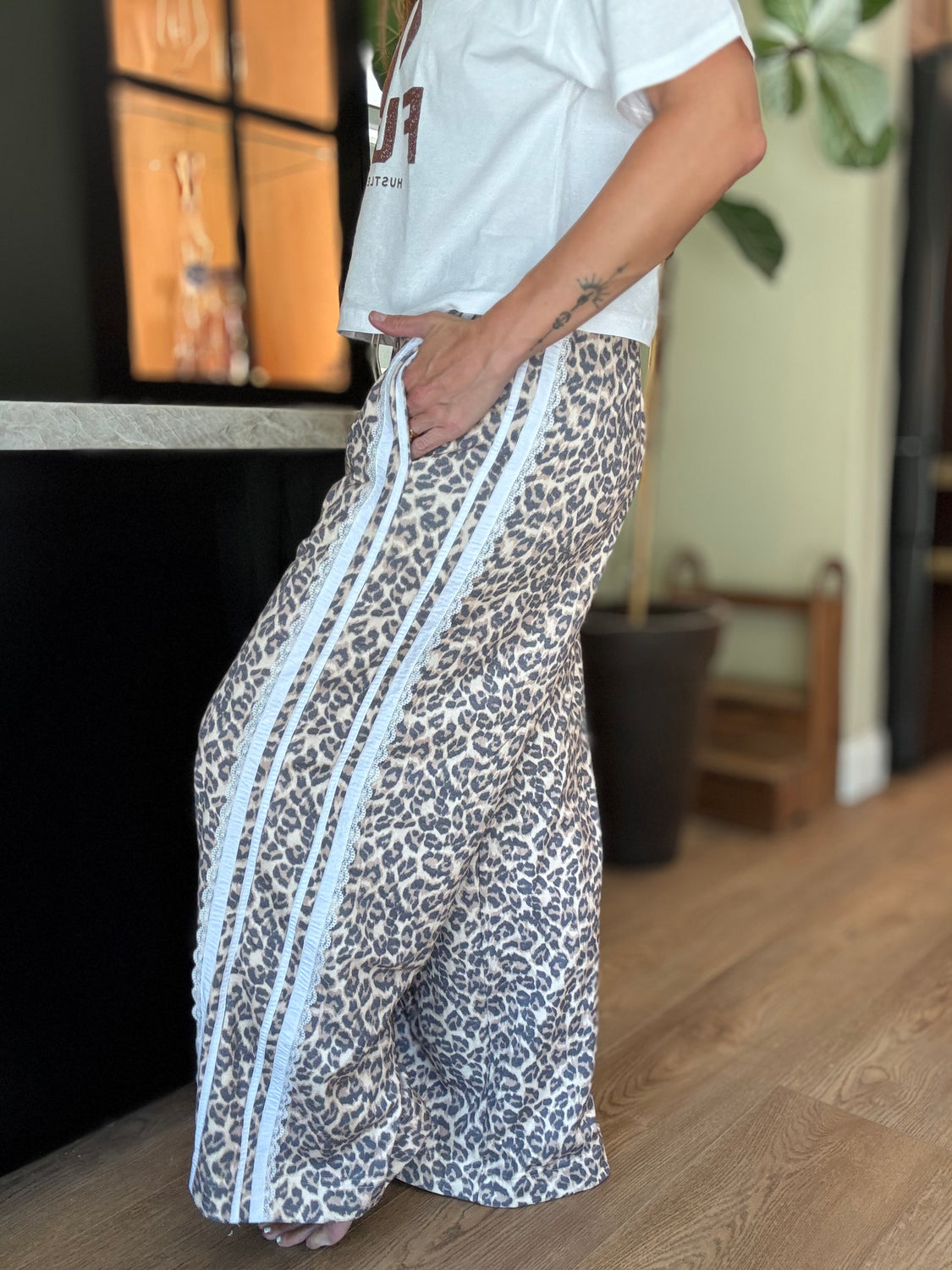Leopard+Lace Track Pants
