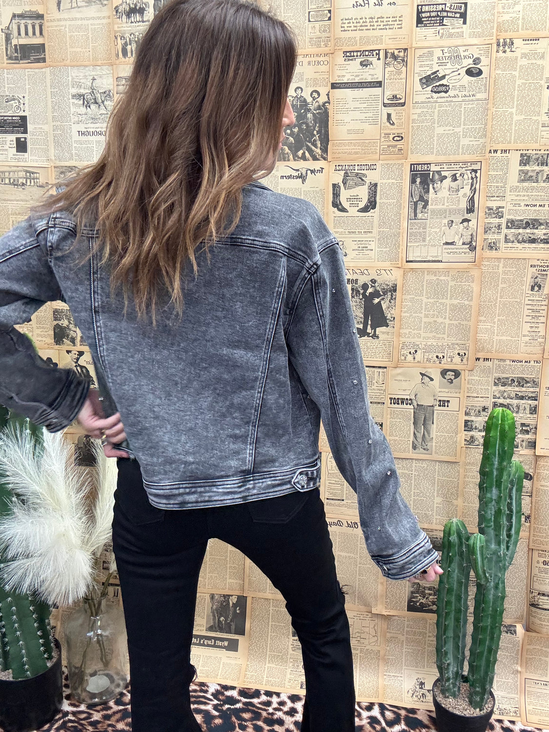 Embellished Grey Denim Jacket