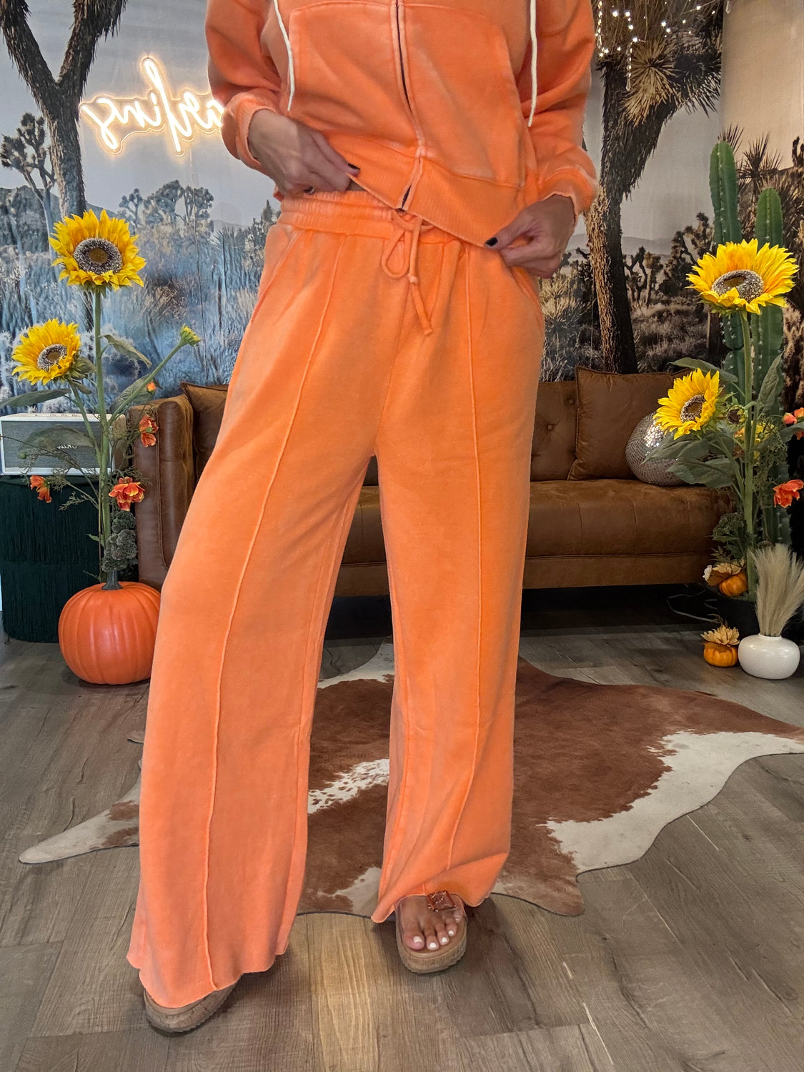 Cozy Campfire Orange Sweatpants