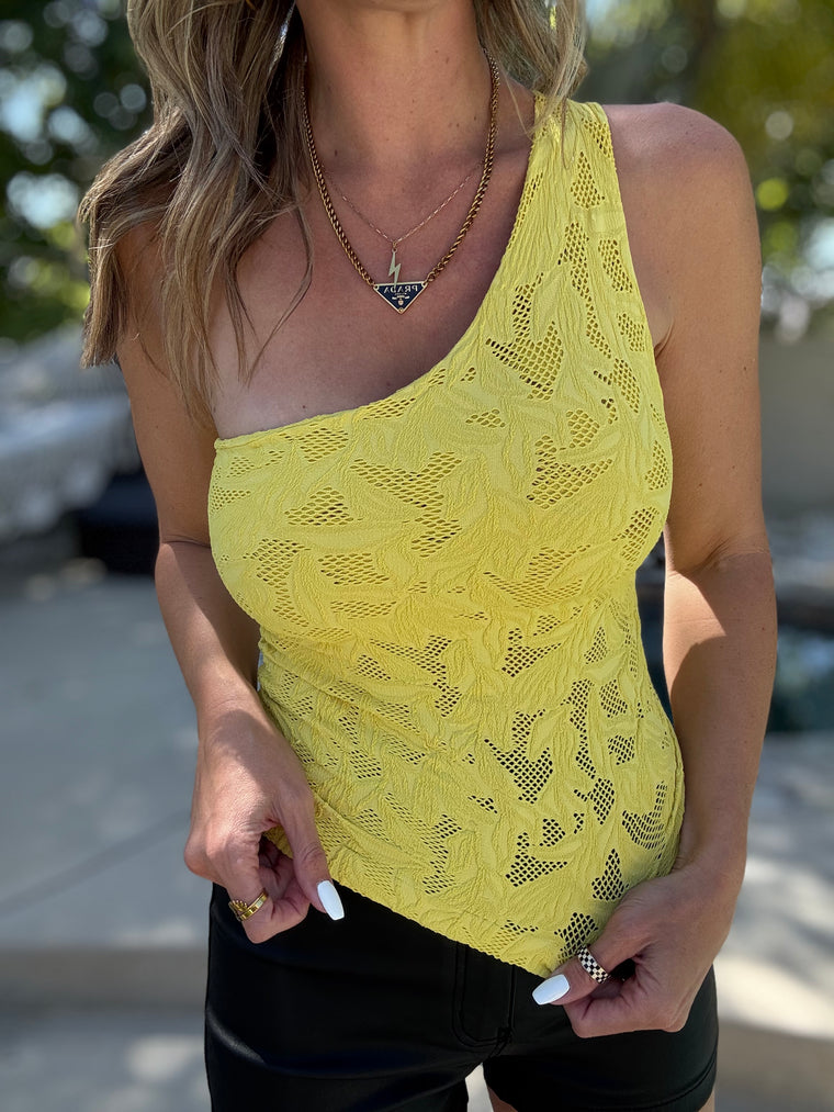 Bumble Bee Lace One Shoulder Tank