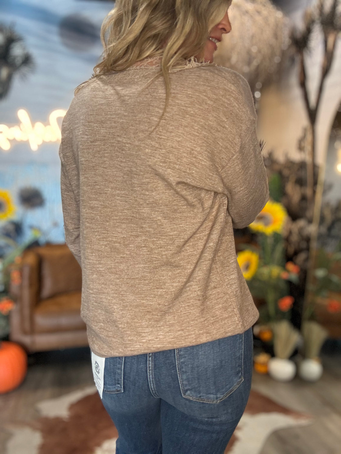 Taupe & Lace Sweater