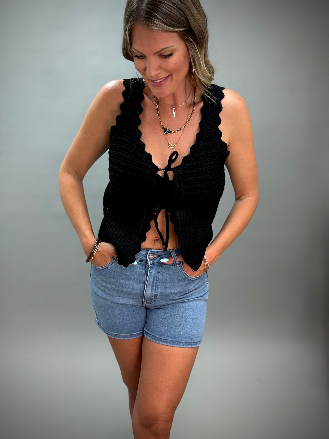 Black Crochet Vest