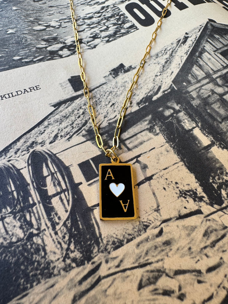 Ace Of Hearts Paperclip Chain Necklace