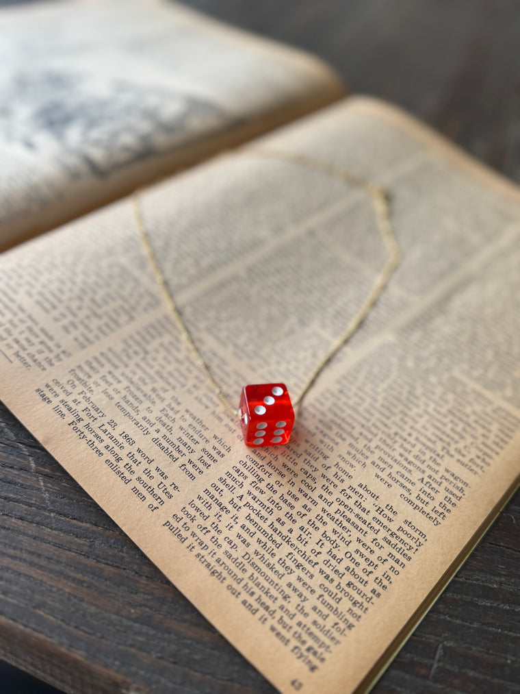 Red Dice Charm Necklace