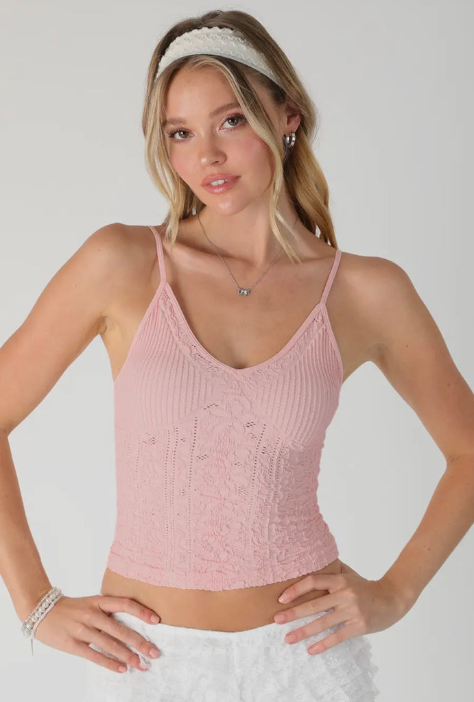 Lace Embossed Spagetti Strap Tank