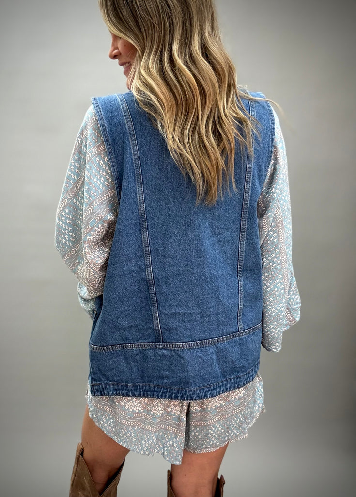 Denim Vest with Pockets