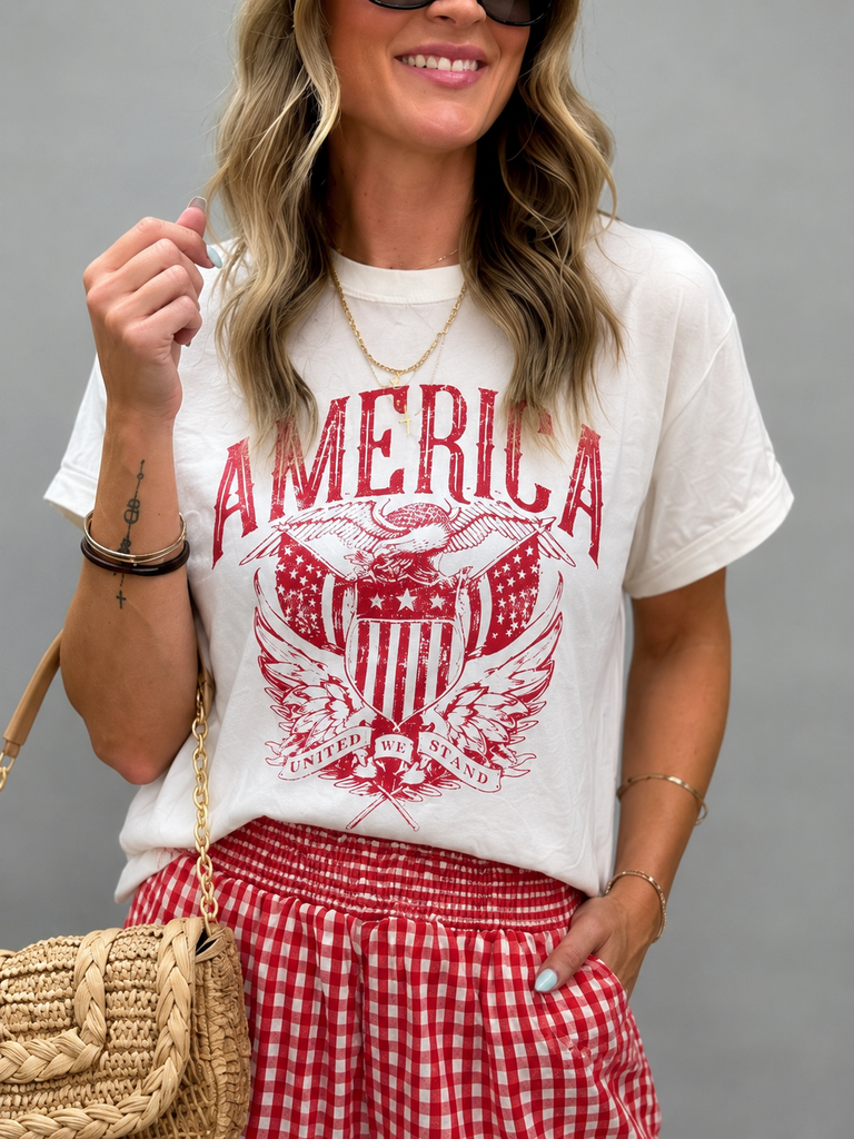 America White Crop T-Shirt