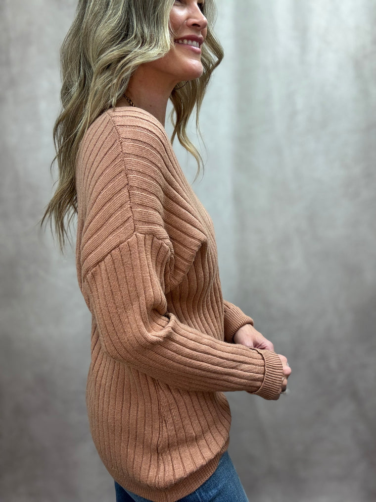 Golden Hour Ribbed Sweater Top