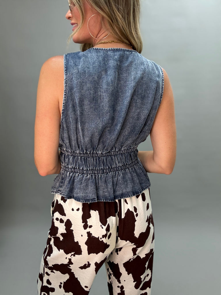 April Denim Tie Top