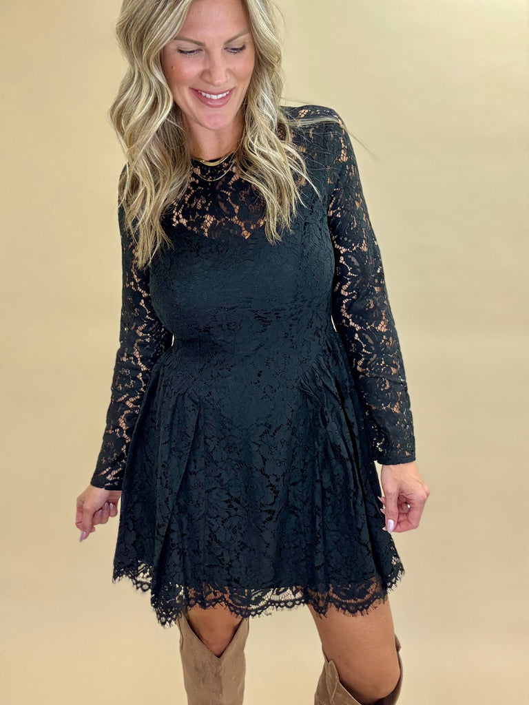 Enchanted Lace Long Sleeve Mini Dress