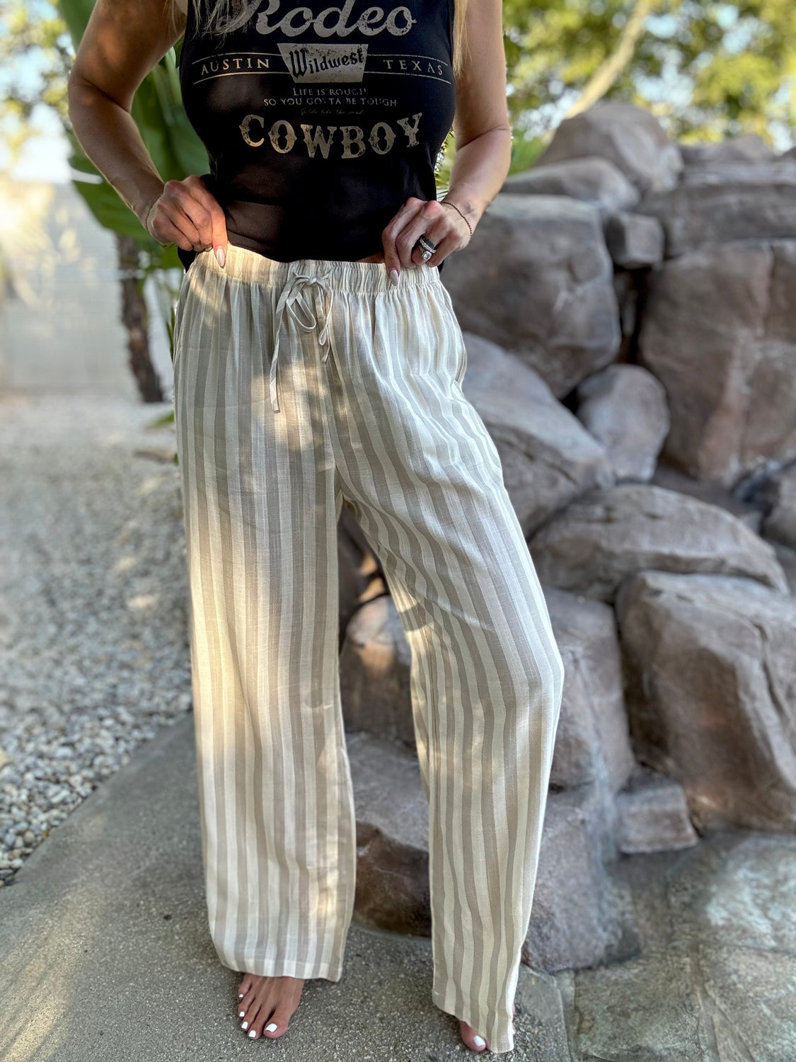 Linen & Oat Striped Pants