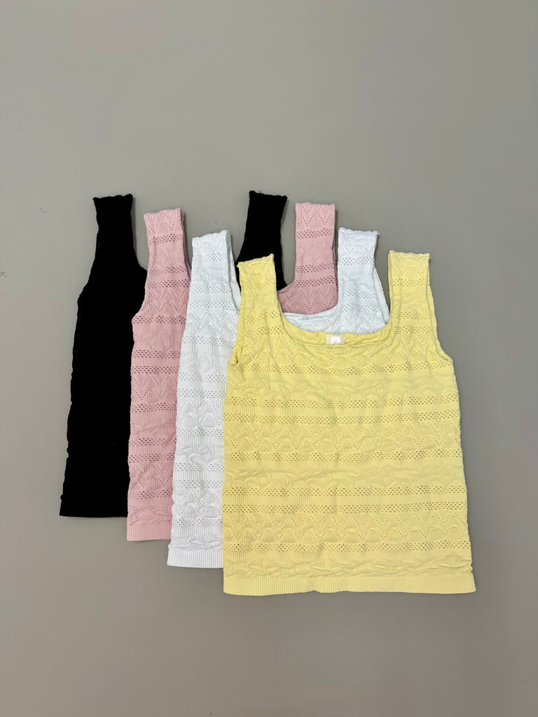 Stripe Lace Embossed Tank Top