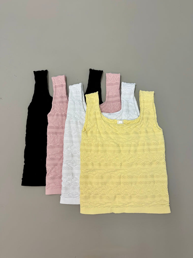 Stripe Lace Embossed Tank Top