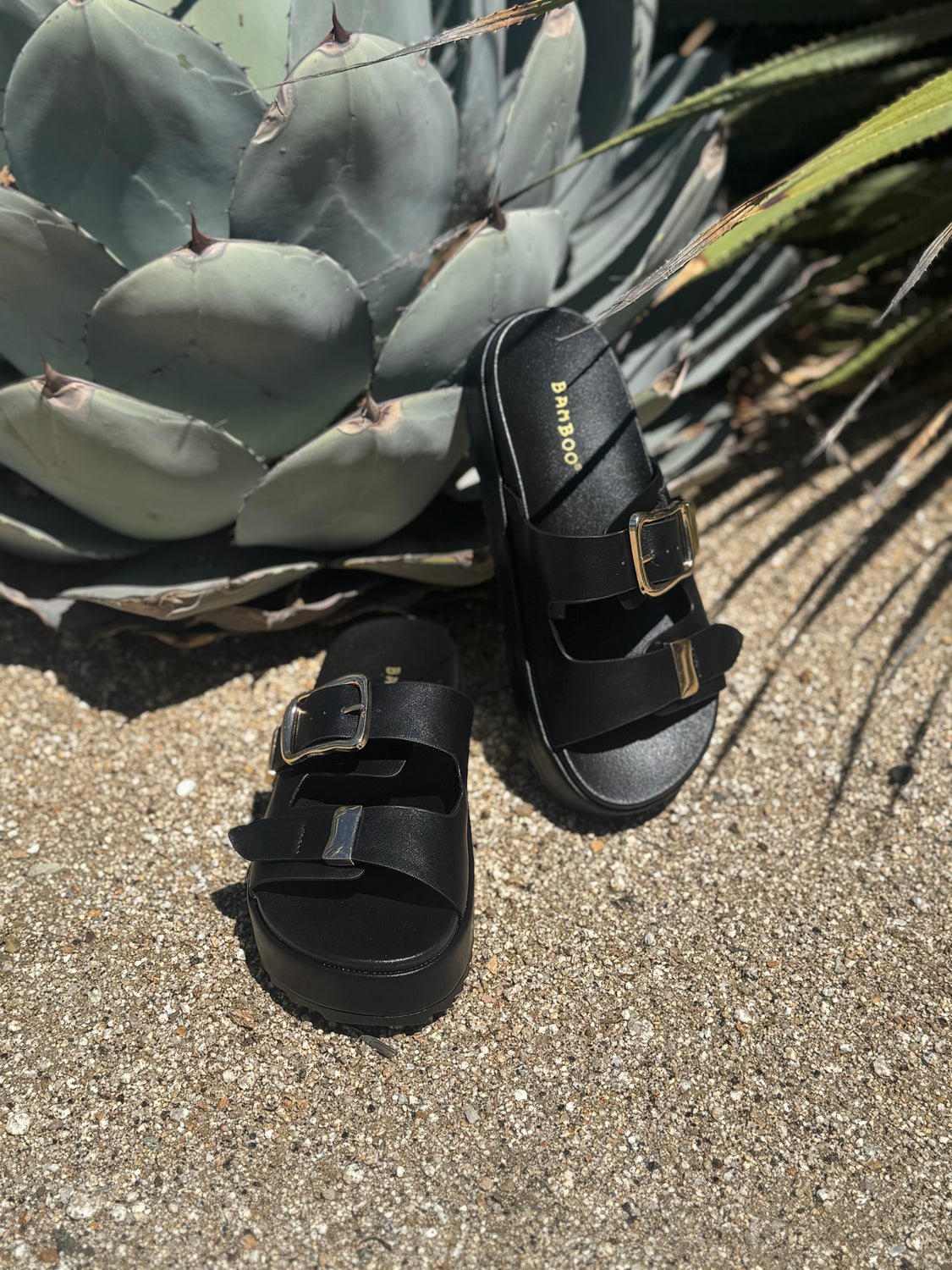 Isabella Black & Gold Platform Sandal