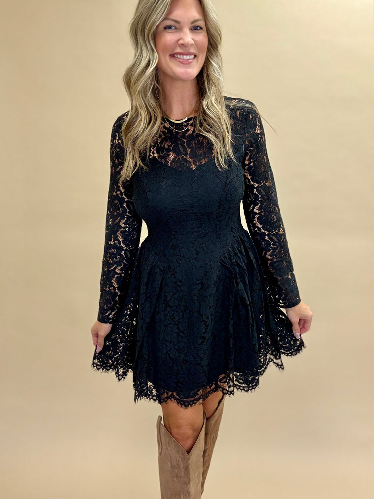 Enchanted Lace Long Sleeve Mini Dress