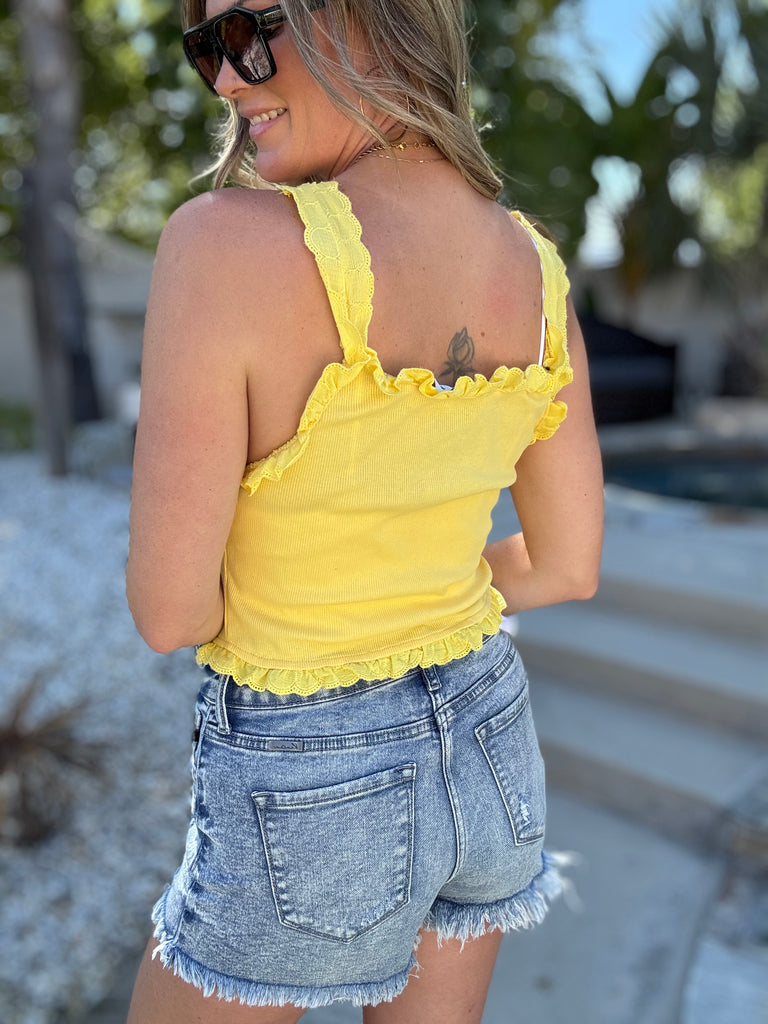 Lemon Ruffle Tank Top