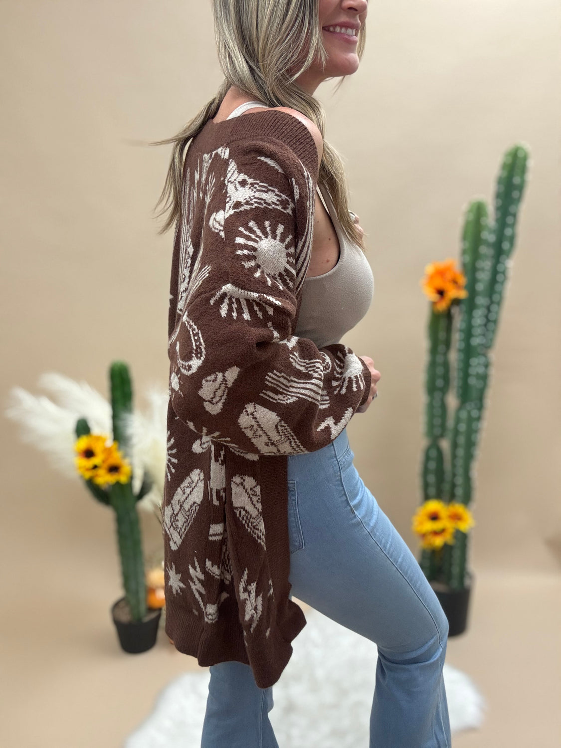 Western Print Cardigan