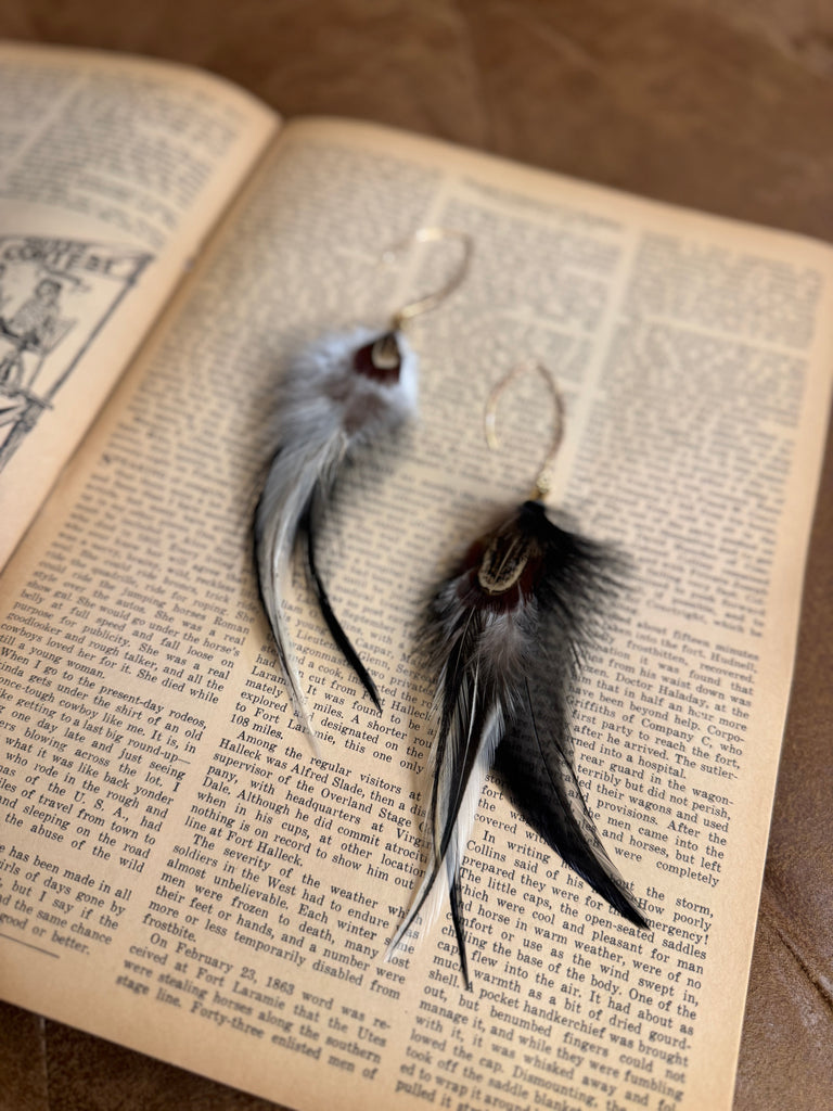 Midnight Feather Dangle Earrings