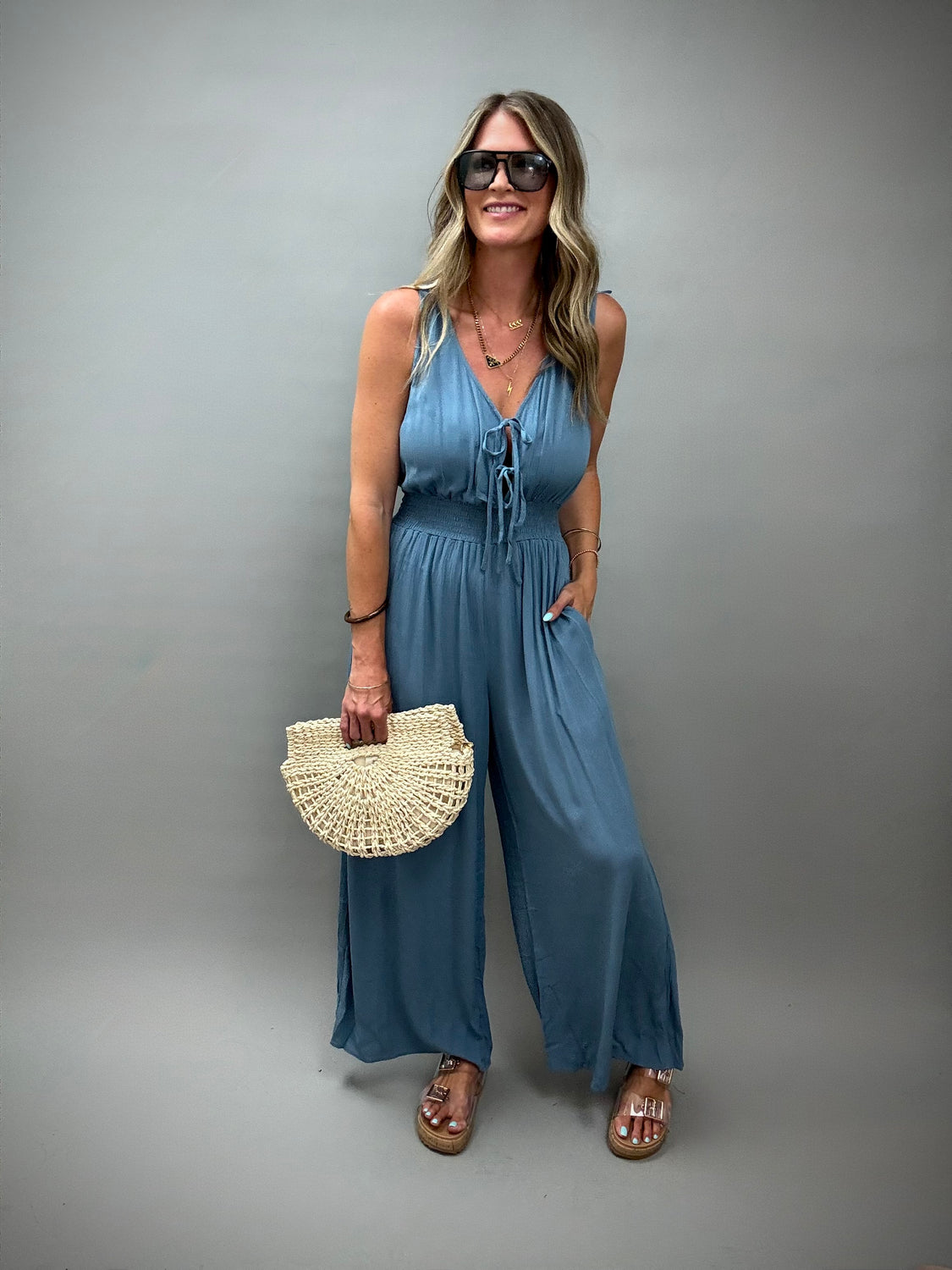 Tide Double Tie Front Jumpsuit