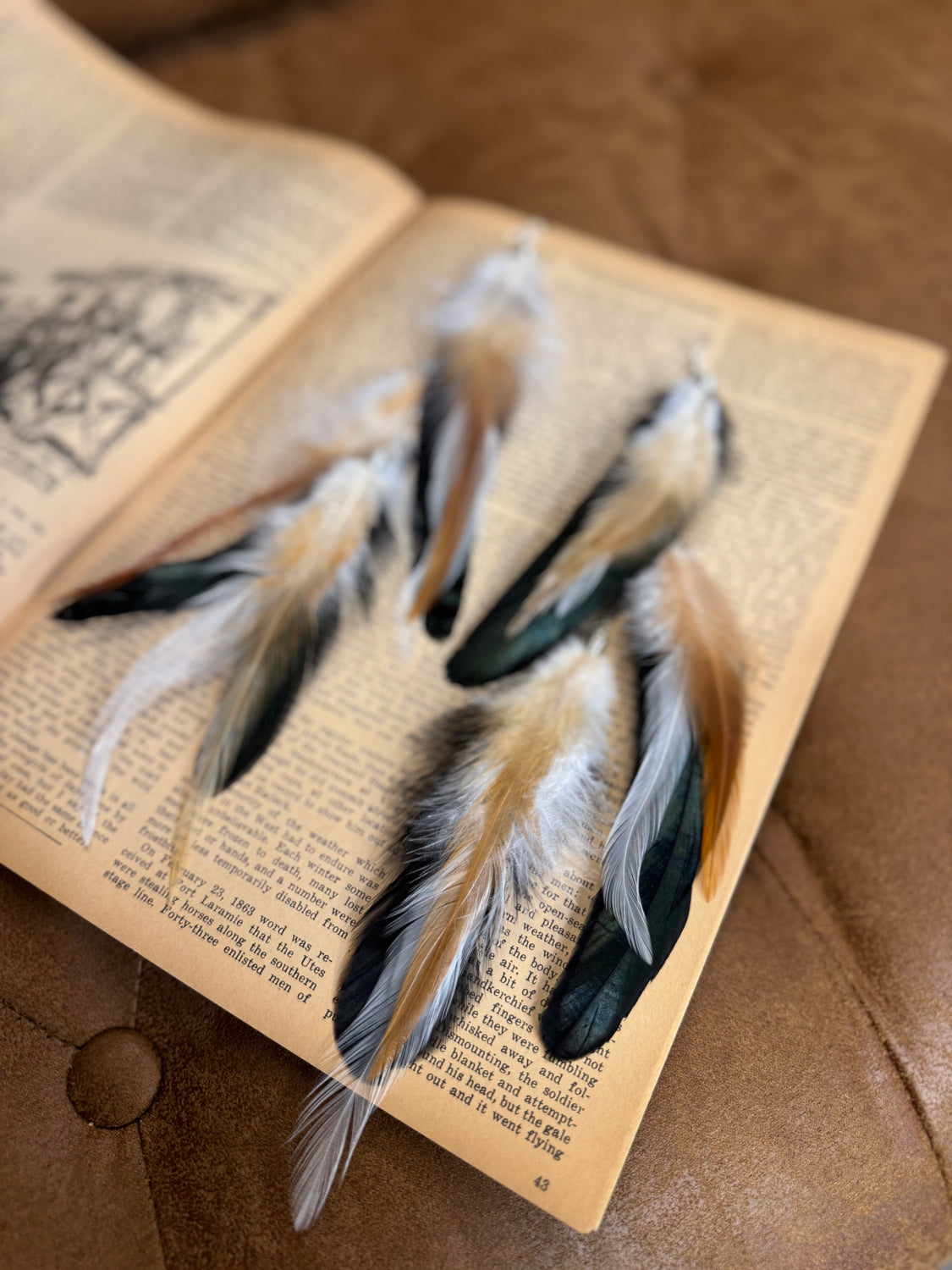 Moonshine Feather Long Earrings