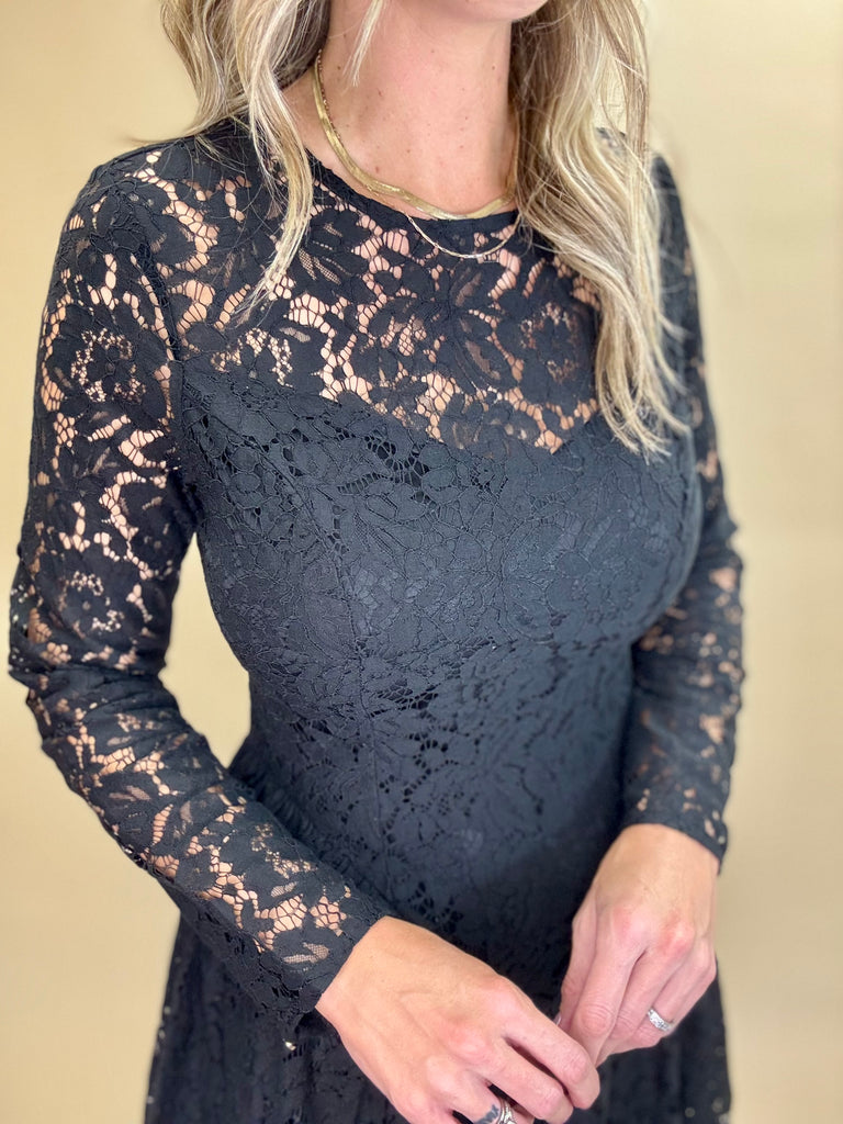 Enchanted Lace Long Sleeve Mini Dress