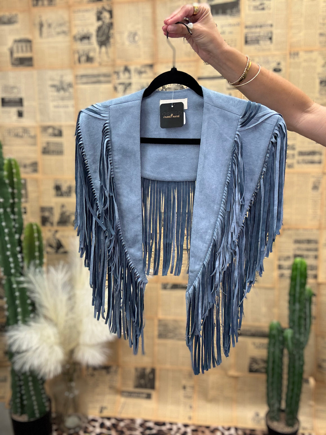 Monaco Blue Fringe Shawl