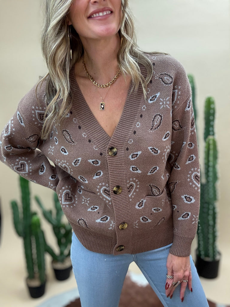 Bandana Button Down Cardigan