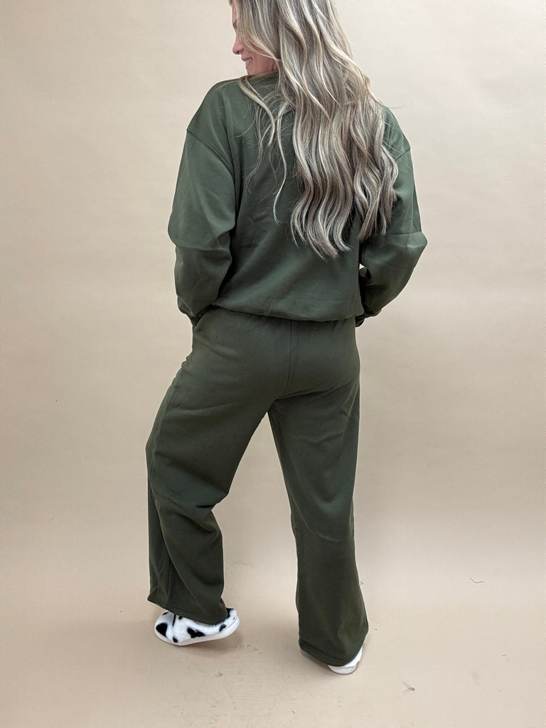 Fleece Olive Sweats Set