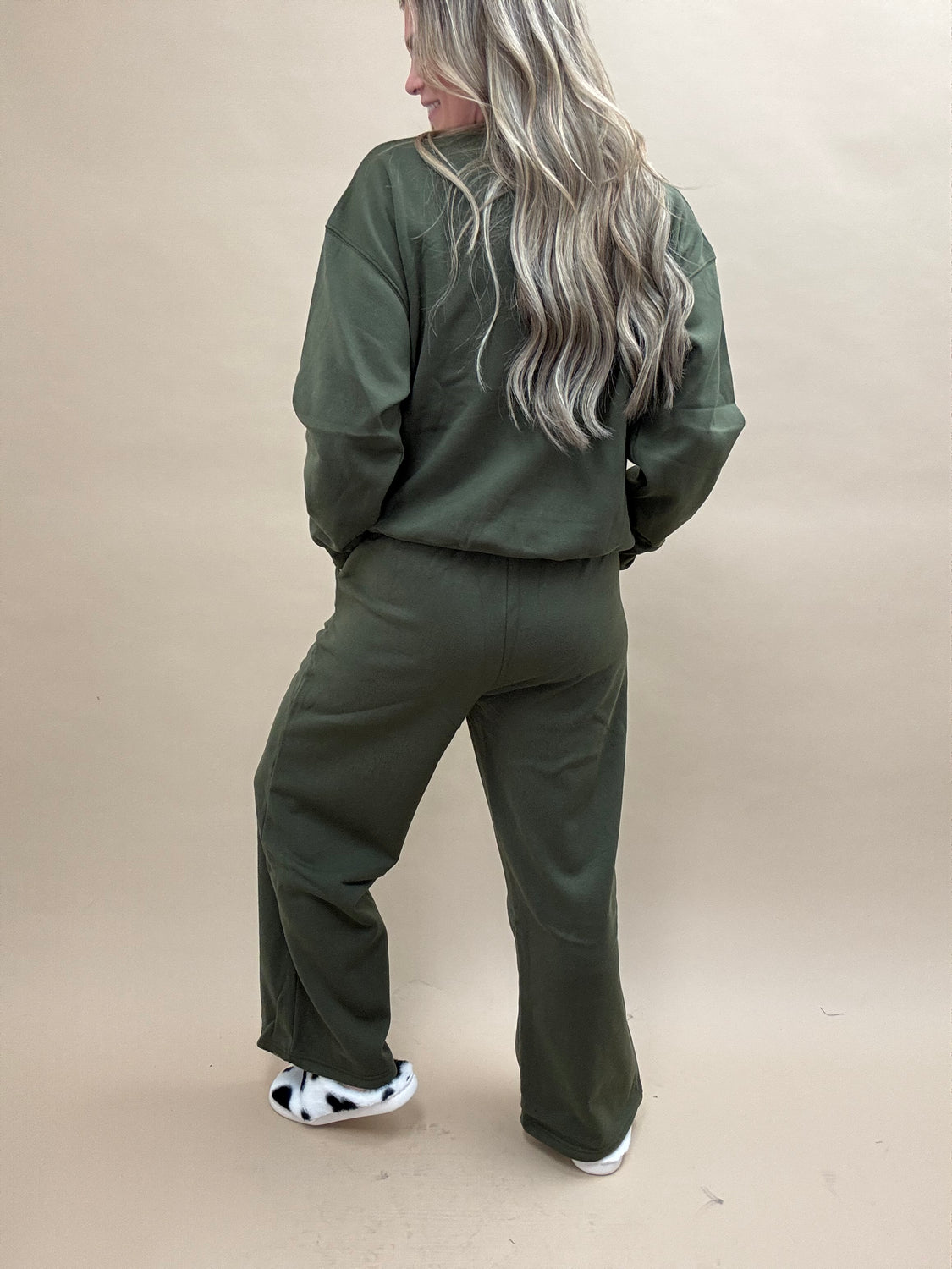 Fleece Olive Sweats Set