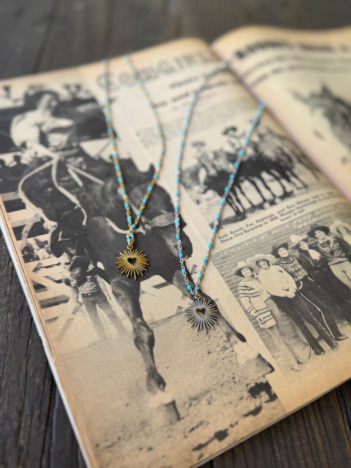 Sacred Heart Turquoise Chain Necklace
