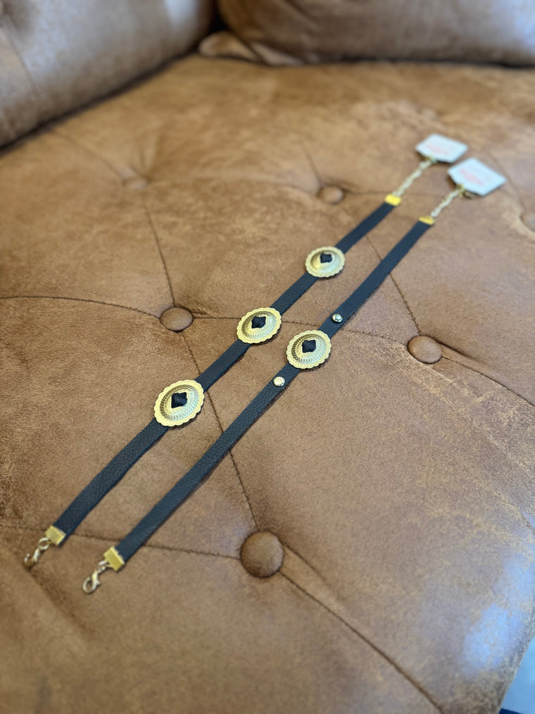 Oval Gold Concho Choker Necklaces