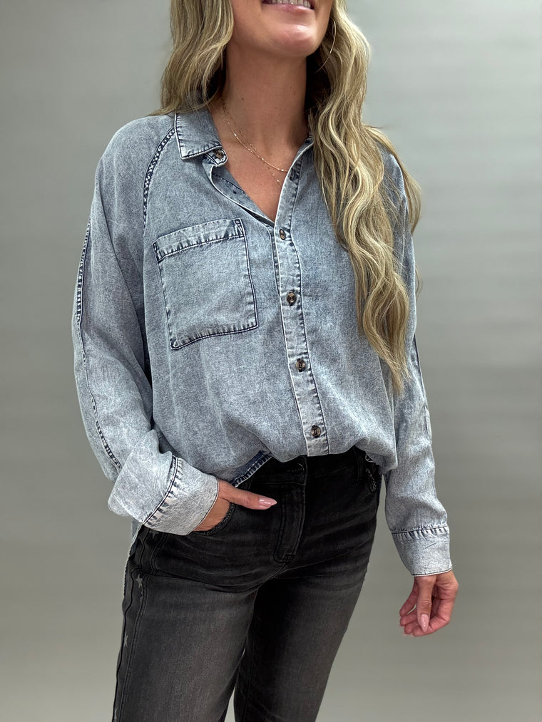 Tencel Denim  Button Down Top