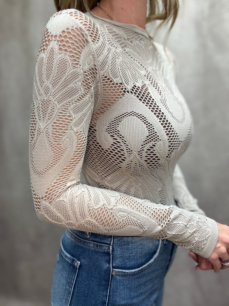 Charlotte Lace Taupe Top