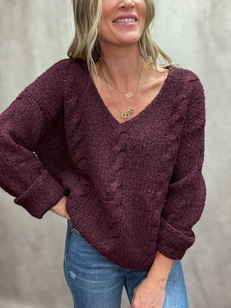 Cabernet Chunky Knit  Sweater